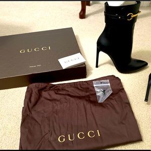 Gucci black boots with horsebit gold buckle like new! 7.5